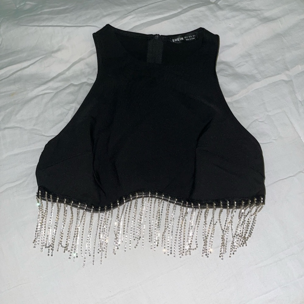 Rhinestone Fringe Halter top